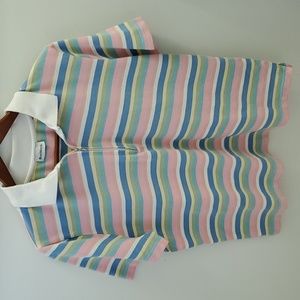 Bonworth Vintage Short Sleeve Striped Top Size Large Pastel